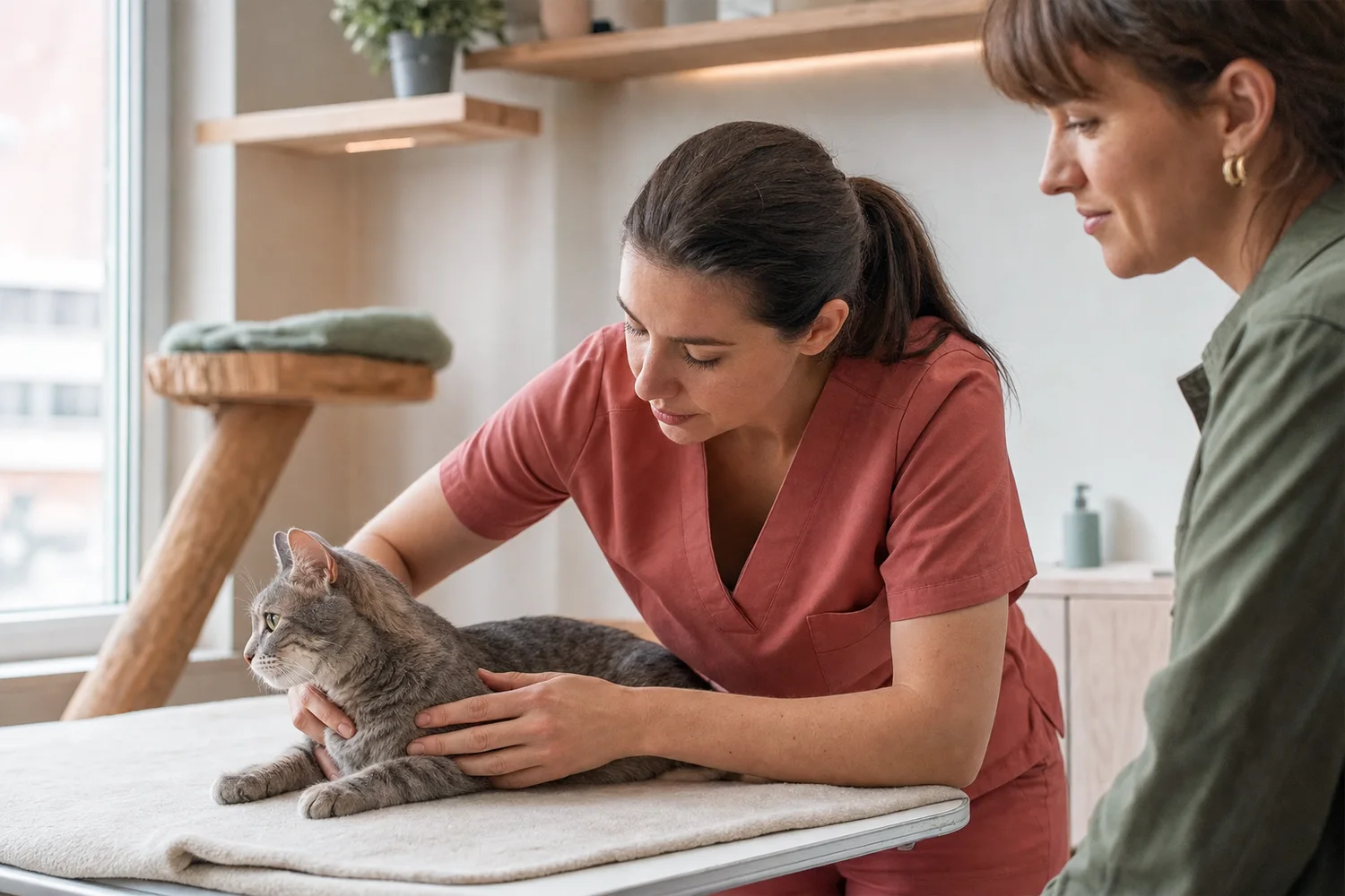 Consulta tranquila de um gato